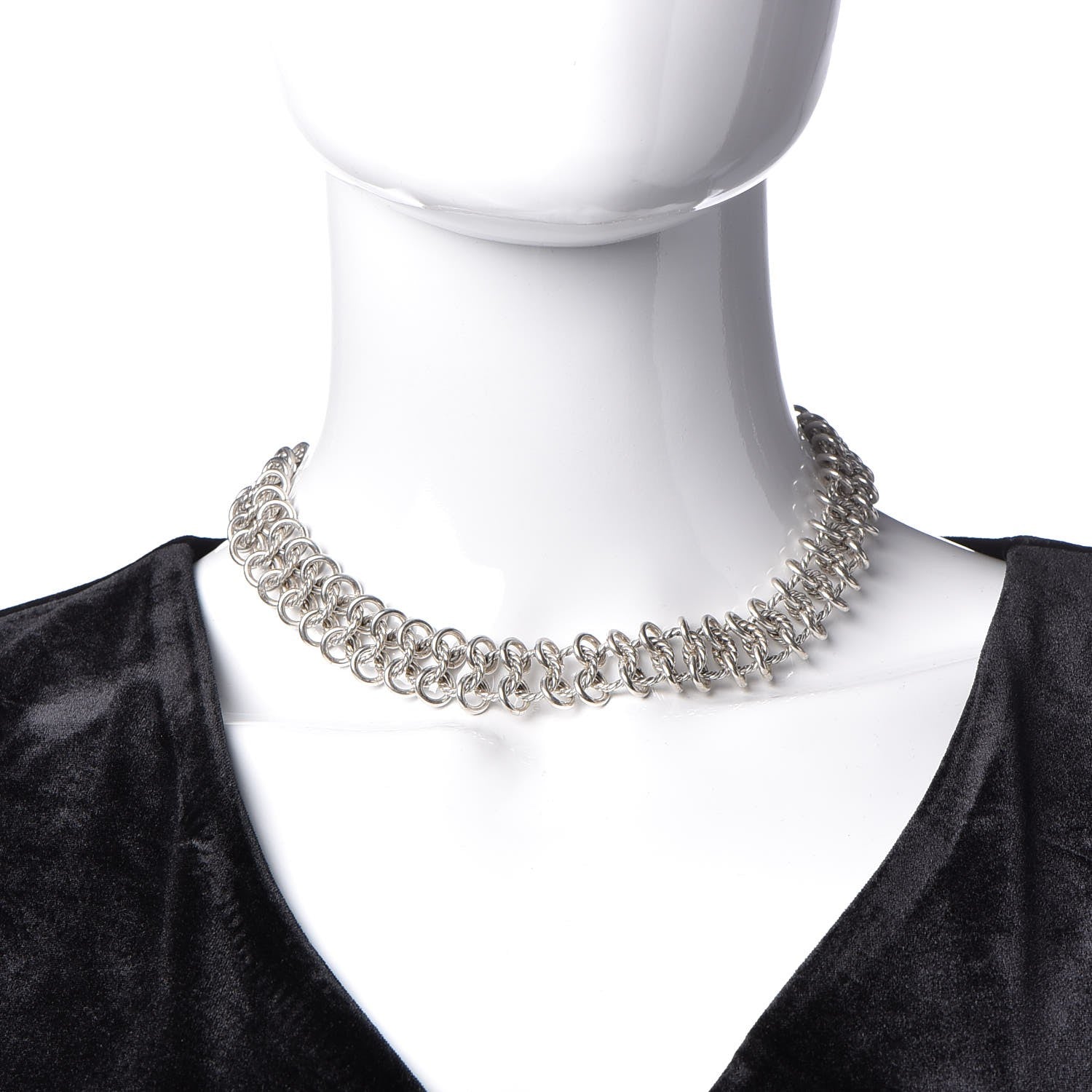 David Yurman Sterling Silver 18K Yellow Gold Atlas Chain Mail Necklace 2 of 5