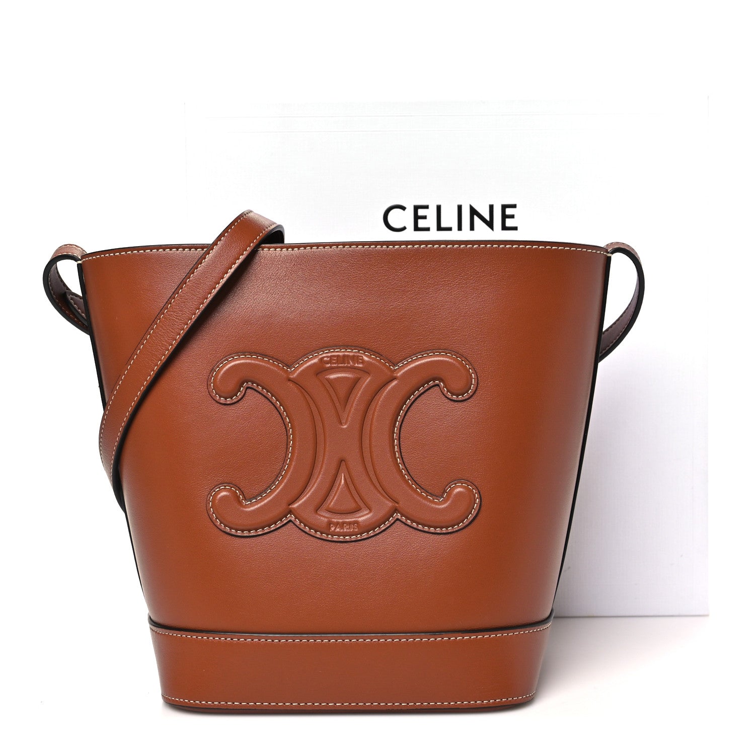 Celine Smooth Calfskin Small Cuir Triomphe Bucket Bag Tan 10 of 10