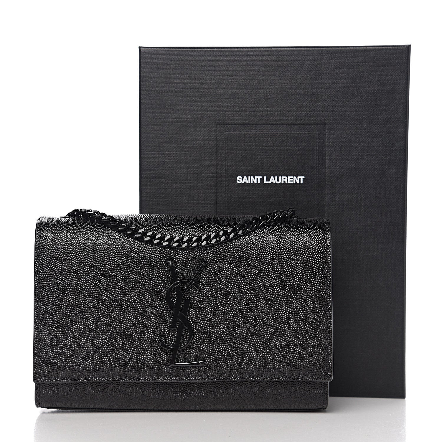 Saint Laurent Grain De Poudre Small Monogram Kate Satchel Black 13 of 13