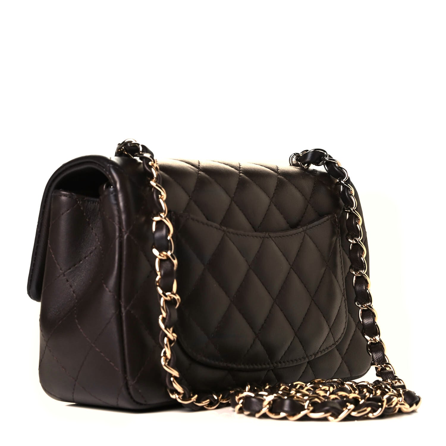 Chanel Lambskin Quilted Mini Rectangular Flap Dark Brown 2 of 6