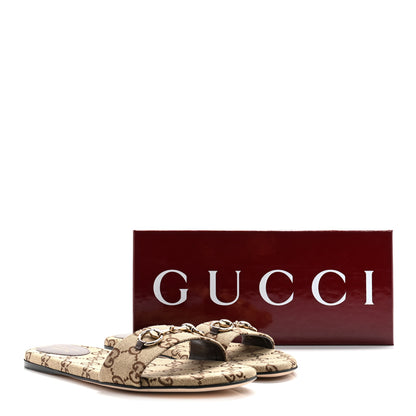 Gucci Monogram Horsebit Slide Sandals 39.5 Camel Ebony 11 of 11