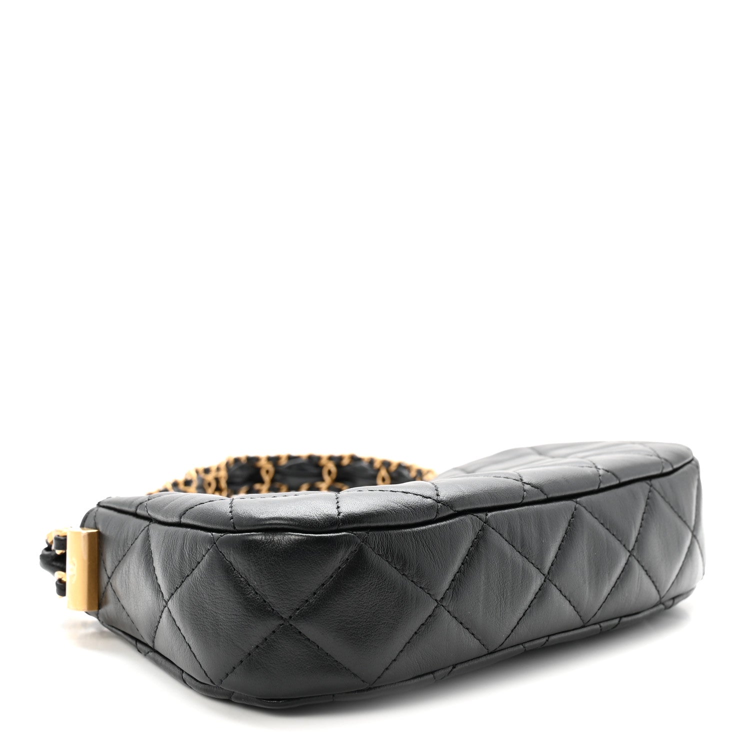 Chanel Crumpled Calfskin Quilted Braided CC Small Hobo Black 4 of 10
