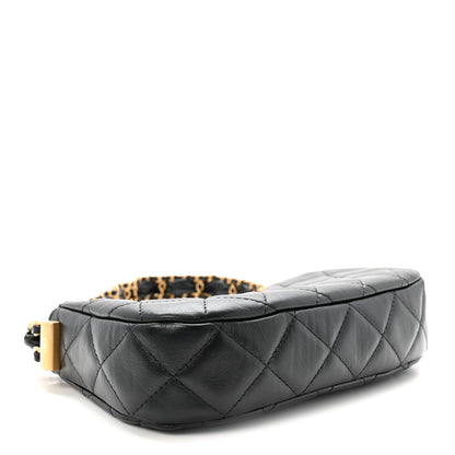 Chanel Crumpled Calfskin Quilted Braided CC Small Hobo Black 4 of 10