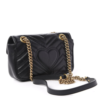 Gucci Calfskin Matelasse Mini GG Marmont Shoulder Bag Black 3 of 14