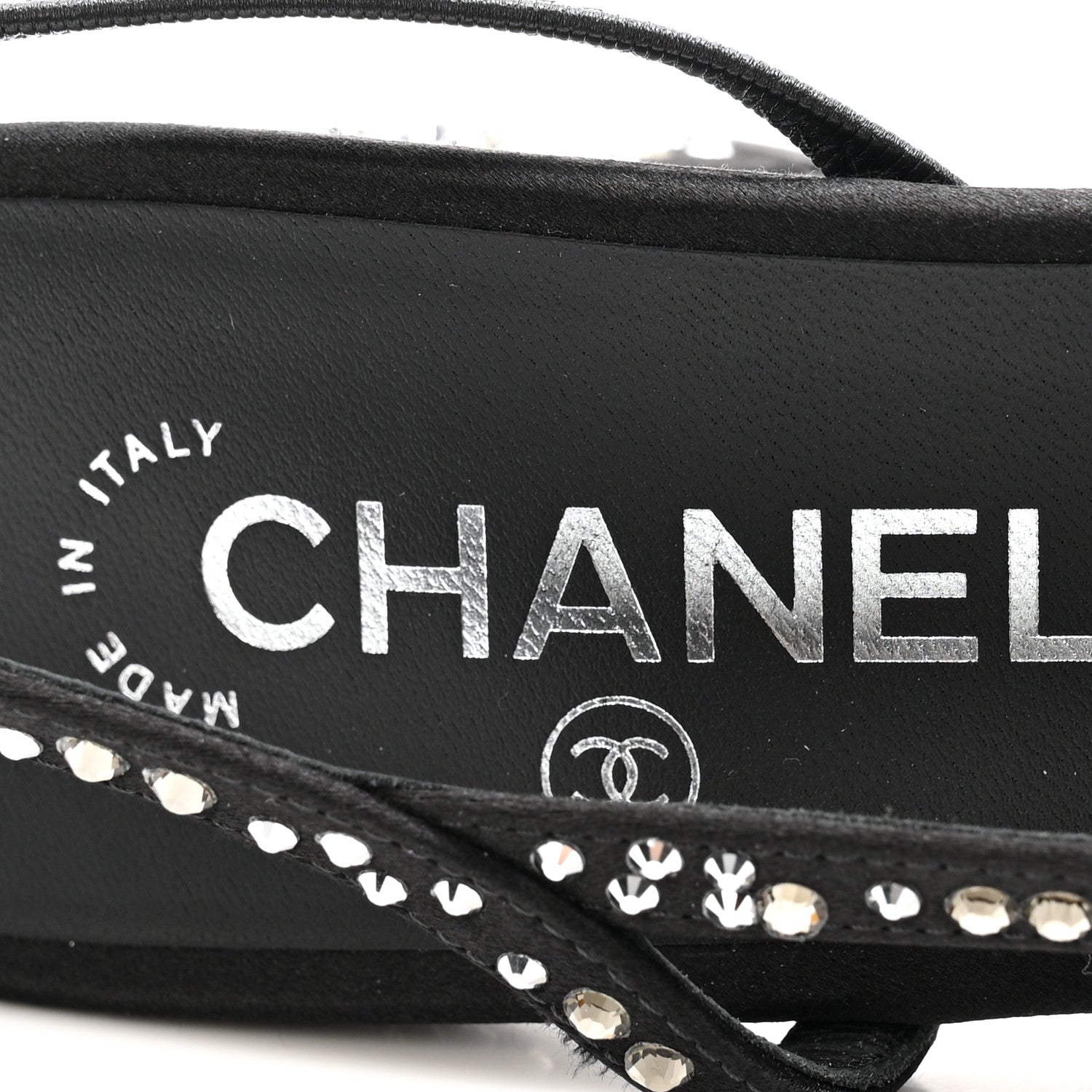 Chanel Strass Cap Toe CC Slingback Pumps 39.5 Black 6 of 10