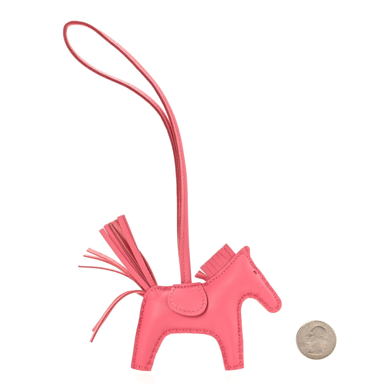 Hermes Milo Lambskin Grigri Rodeo Horse Bag Charm PM Rose Azalee 2 of 5
