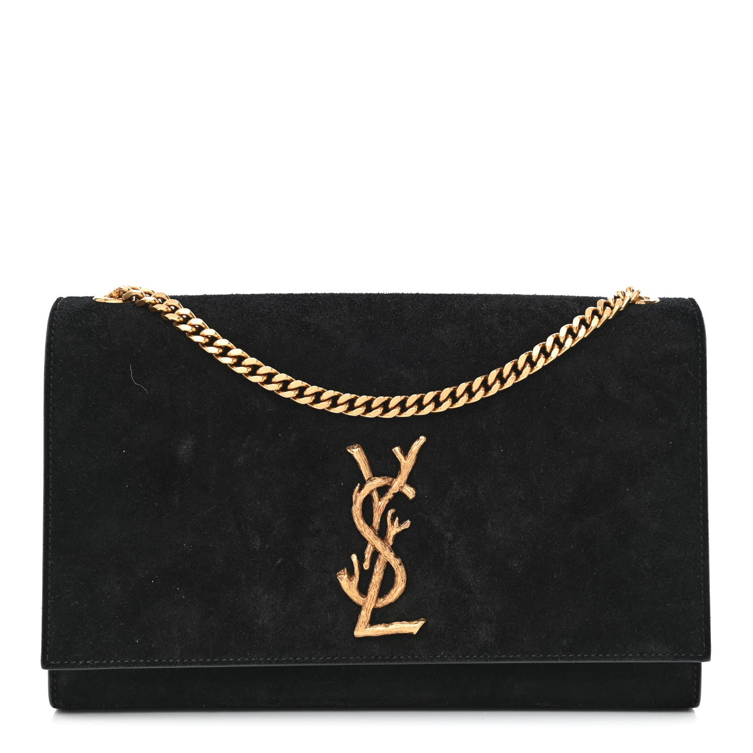 Saint Laurent Suede Medium Classic Monogram Kate Satchel Black 1 of 10