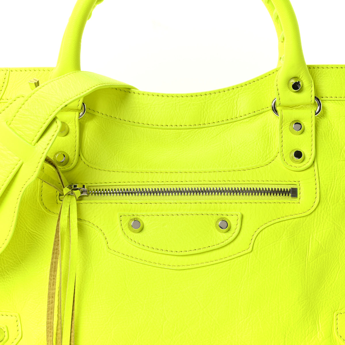 Balenciaga Agneau Classic Silver Hardware City Jaune Fluo 9 of 11