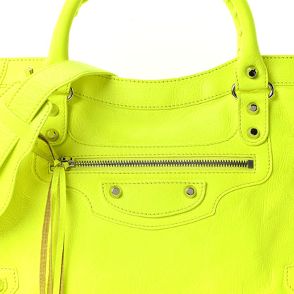 Balenciaga Agneau Classic Silver Hardware City Jaune Fluo 9 of 11
