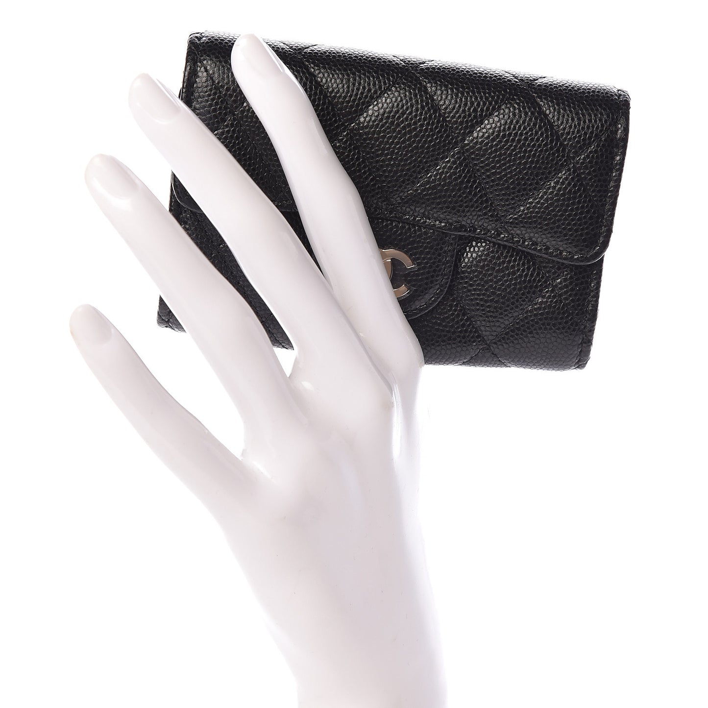 Caviar Quilted Classic 4 Key Holder Wallet Black