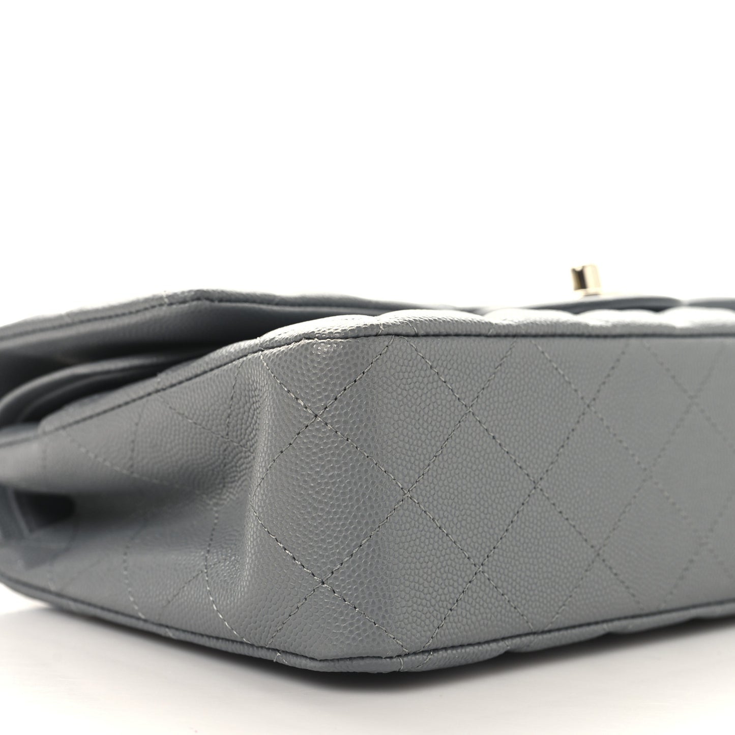 Caviar Quilted Medium Double Flap Grey