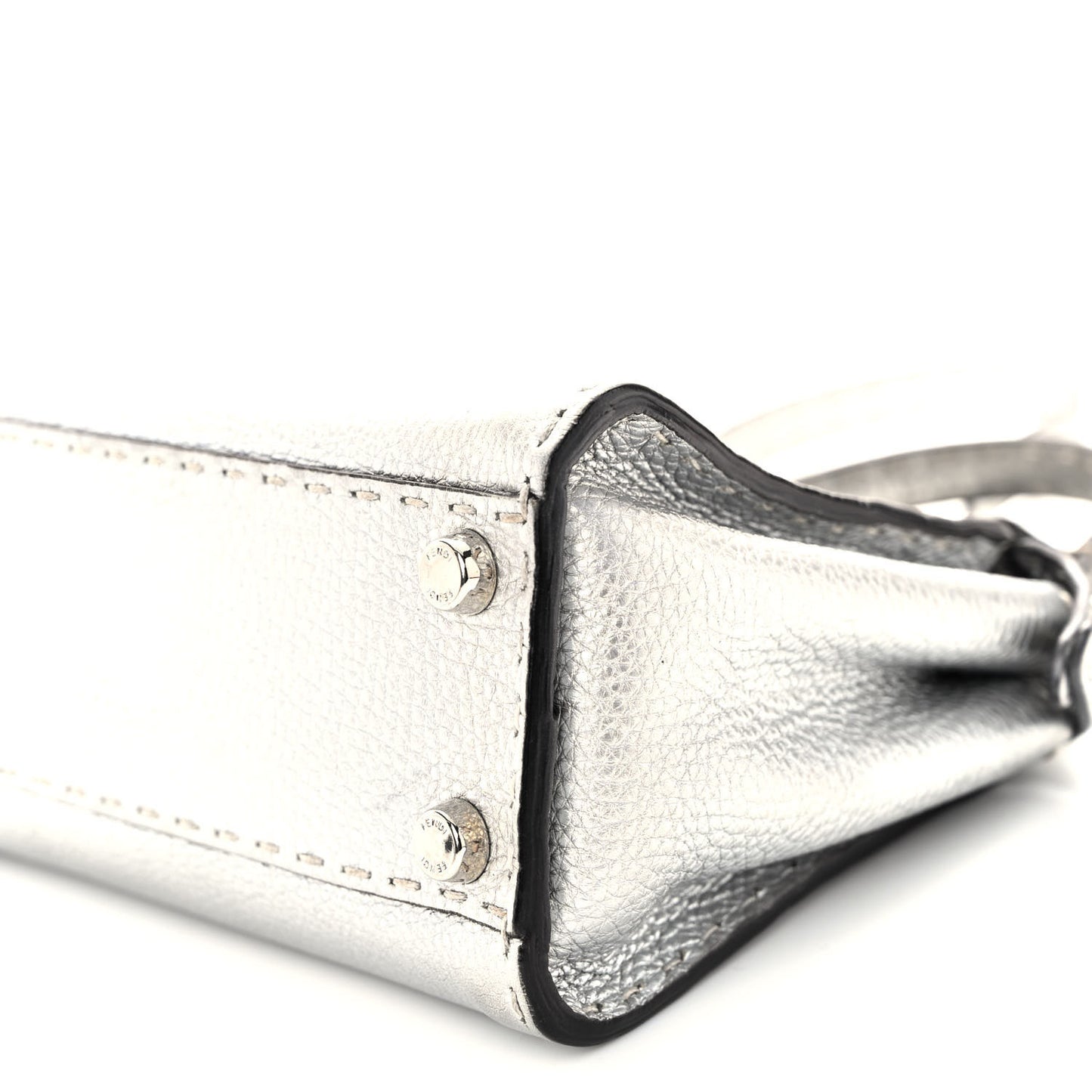 Cuoio Romano Lux Selleria Mini Peekaboo Iconic Satchel Argento