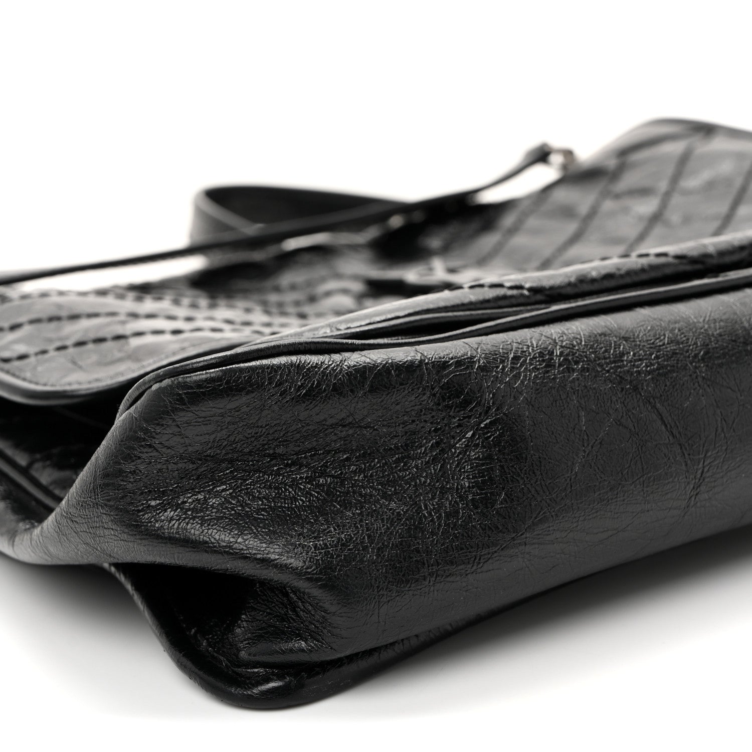 Saint Laurent Crinkled Calfskin Matelasse Monogram Large Niki Chain Satchel Black Black 9 of 10