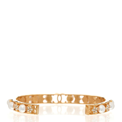 Chanel Pearl Crystal CC Star Cuff Bracelet Gold 3 of 5