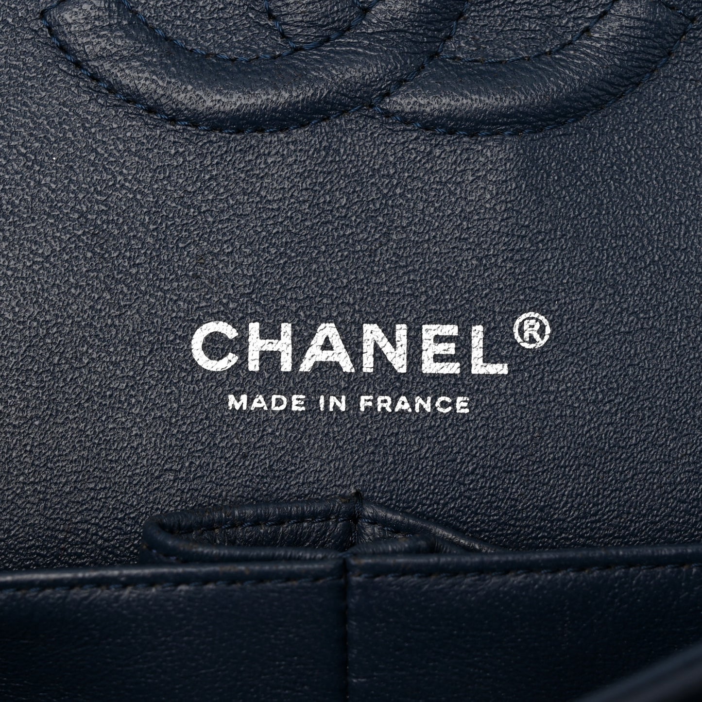 Patent Chevron Quilted Medium Double Flap Navy