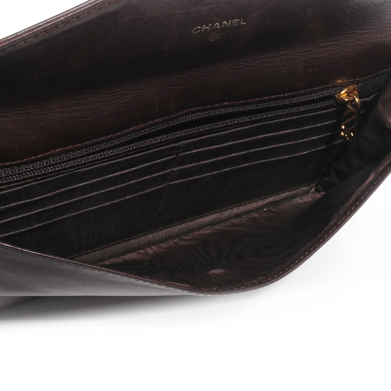 Lambskin CC Clutch Wallet Brown