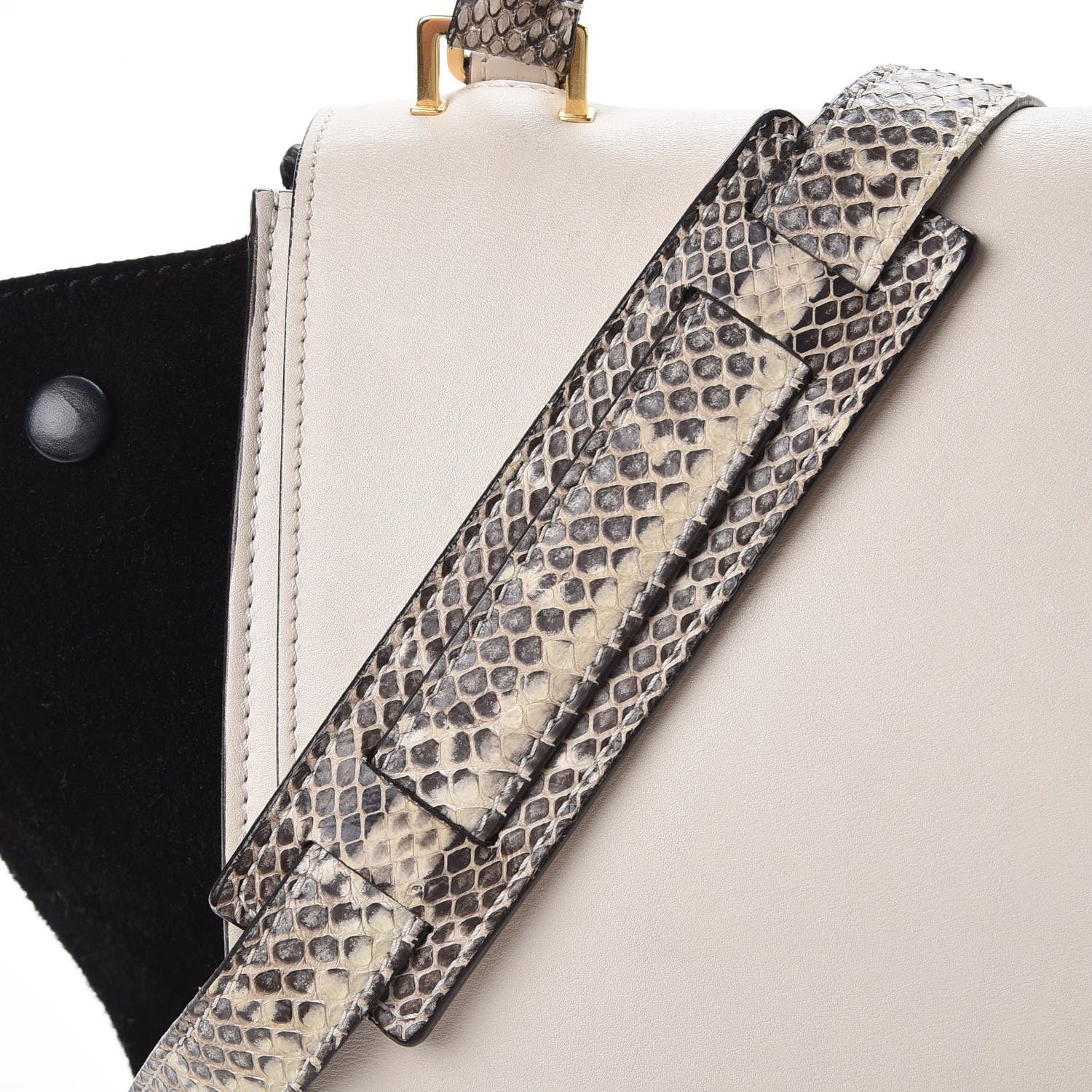 Celine Calfskin Suede Whipsnake Medium Trapeze Black White 16 of 22