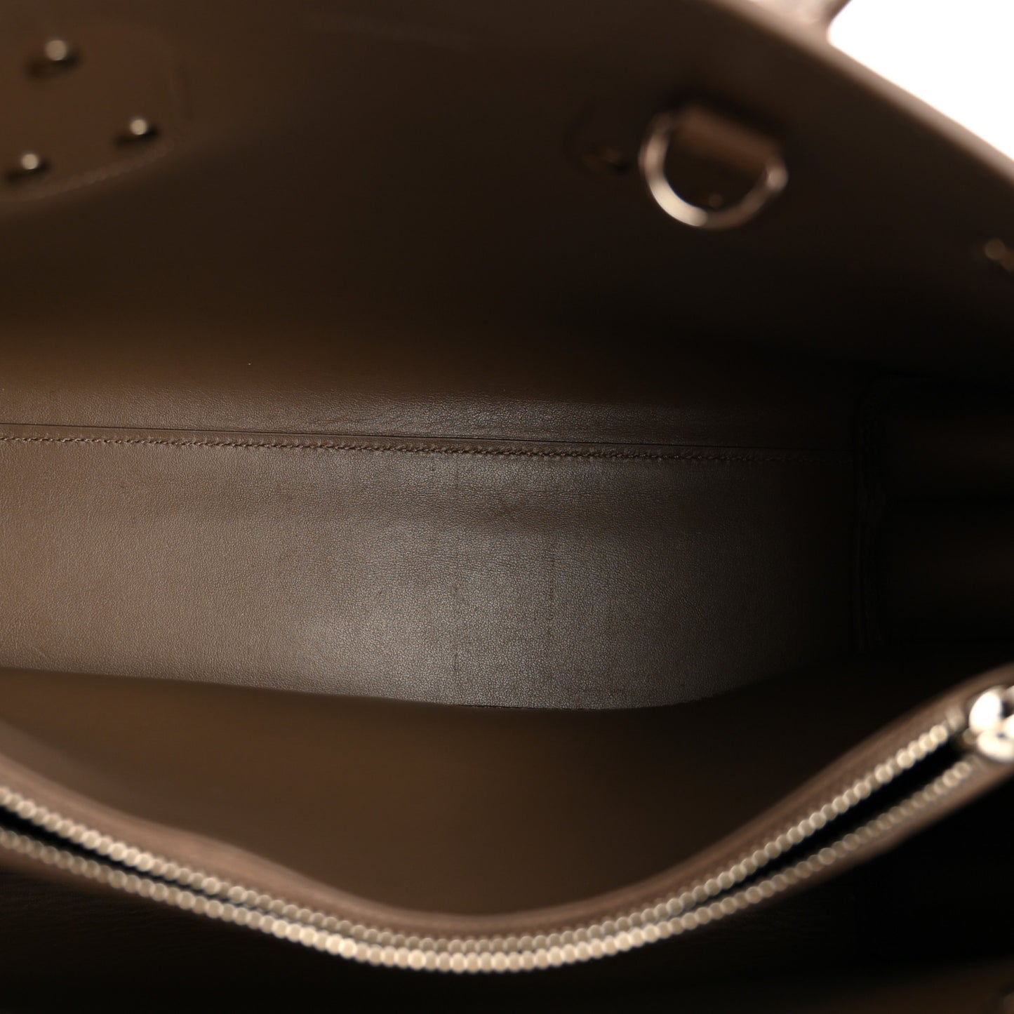 Grained Calfskin Topstitch Small Classic Sac De Jour Taupe