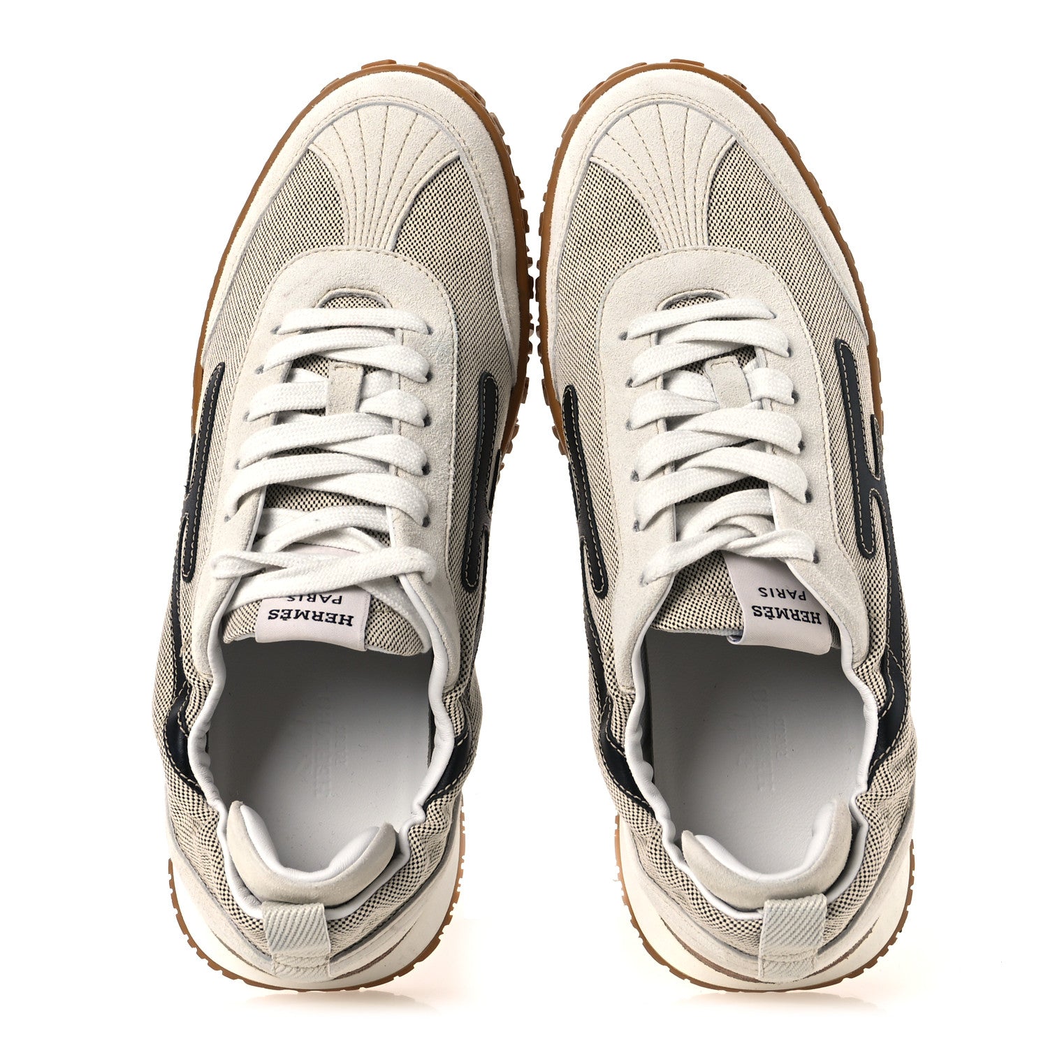 Hermes Toile Suede Goatskin Jet Sneakers 38 Multicolored Prunoir 2 of 14