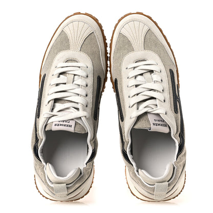 Hermes Toile Suede Goatskin Jet Sneakers 38 Multicolored Prunoir 2 of 14