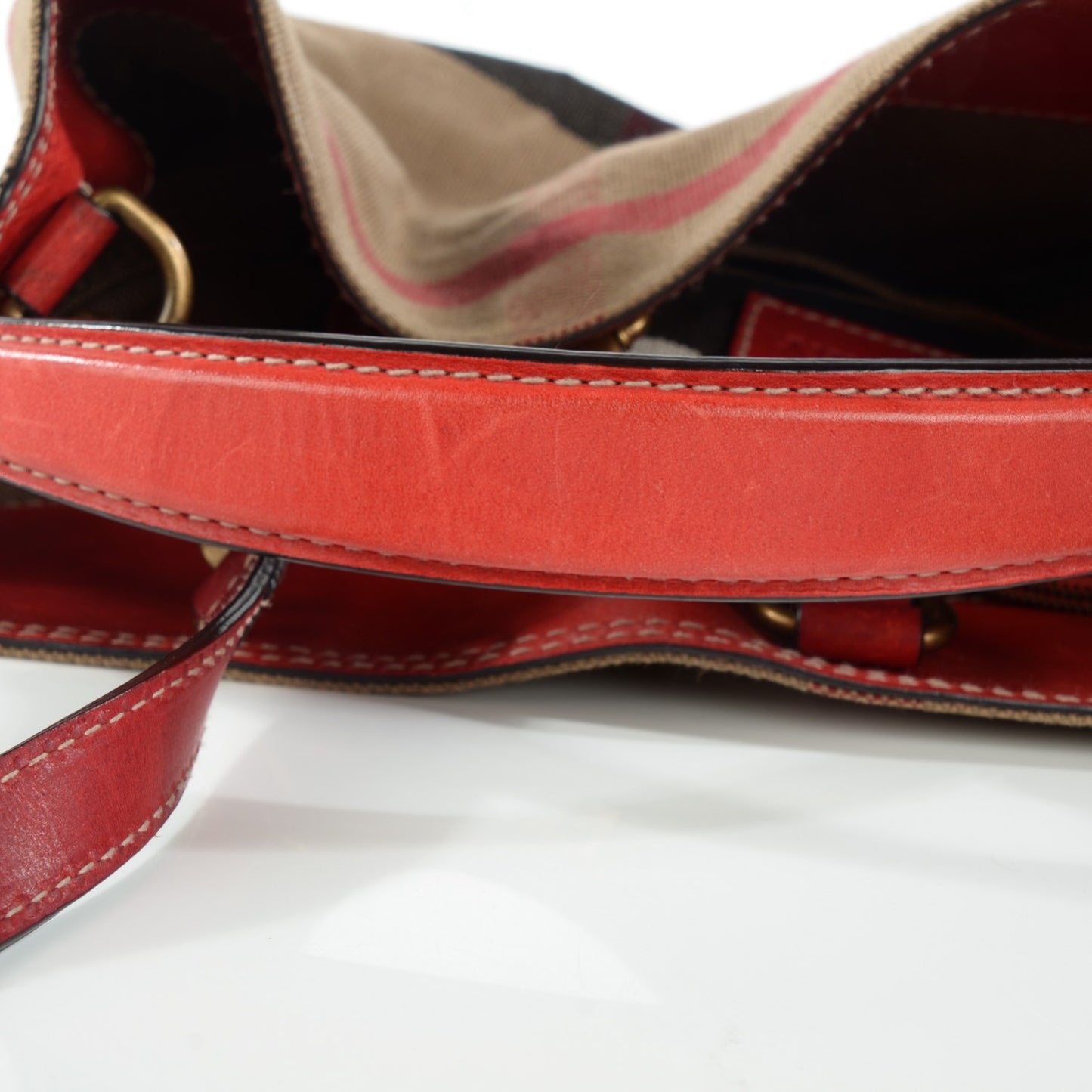 Canvas Mega Check Medium Ashby Hobo Cadmium Red