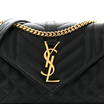 Saint Laurent Grain De Poudre Textured Mixed Matelasse Triquilt Small Monogram Satchel Black 9 of 11