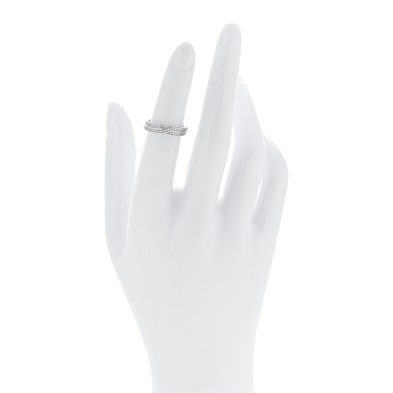Harry Winston Platinum Diamond Tryst Two Row Pave Ring 2 of 6