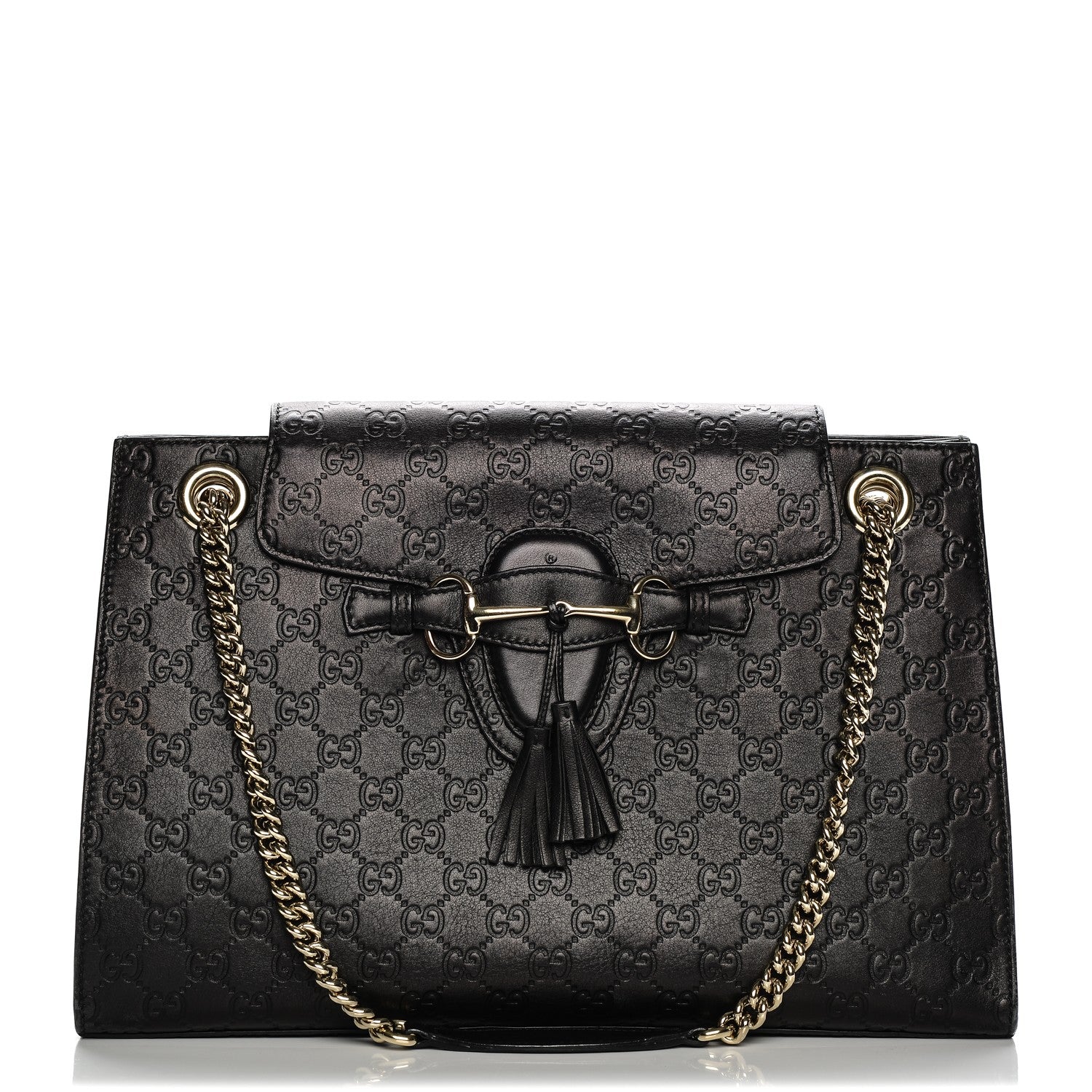 Gucci Guccissima Large Emily Chain Shoulder Bag Black 1 of 8