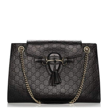 Gucci Guccissima Large Emily Chain Shoulder Bag Black 1 of 8
