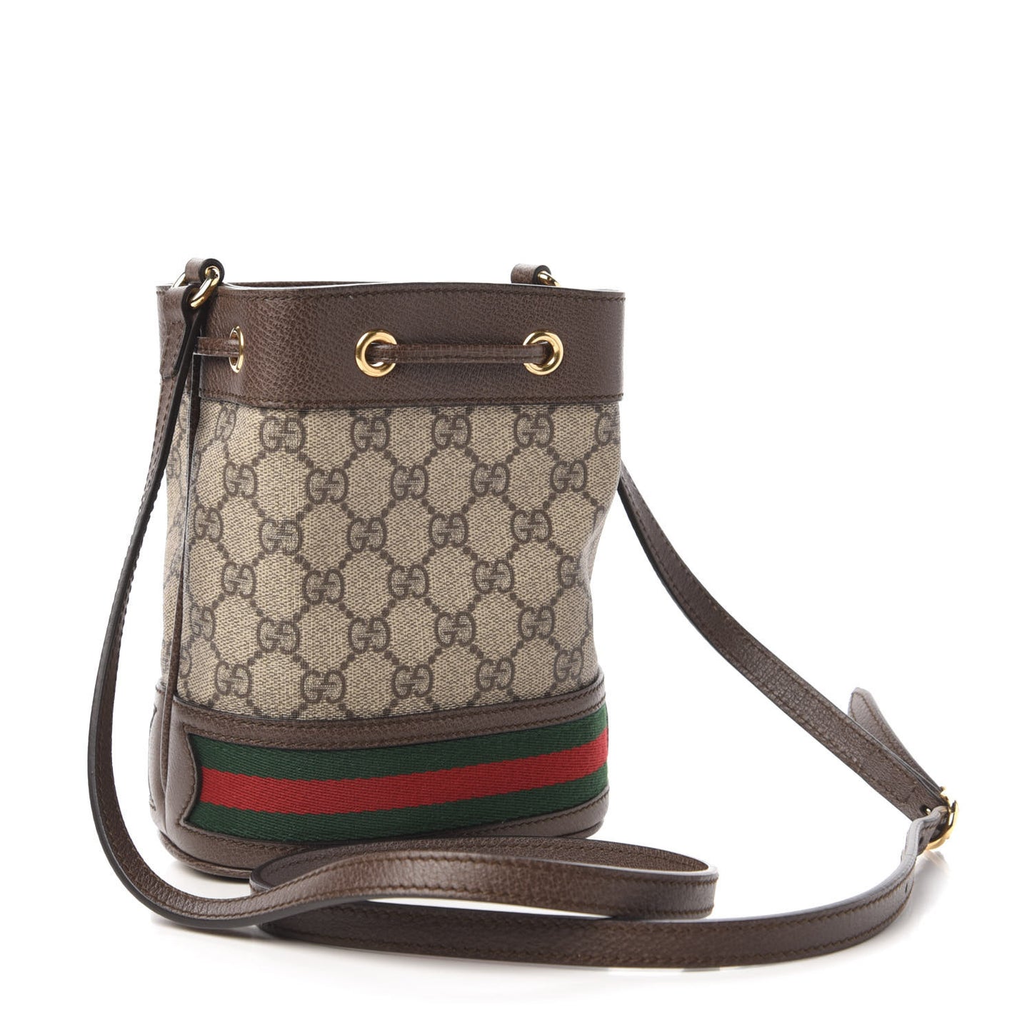 GG Supreme Monogram Web Mini Ophidia Bucket Bag Brown