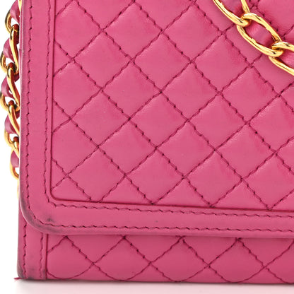 Prada Soft Calfskin Quilted Chain Wallet Fuxia 10 of 10