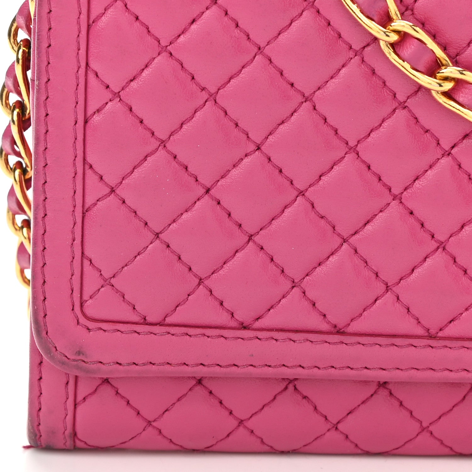 Prada Soft Calfskin Quilted Chain Wallet Fuxia 10 of 10