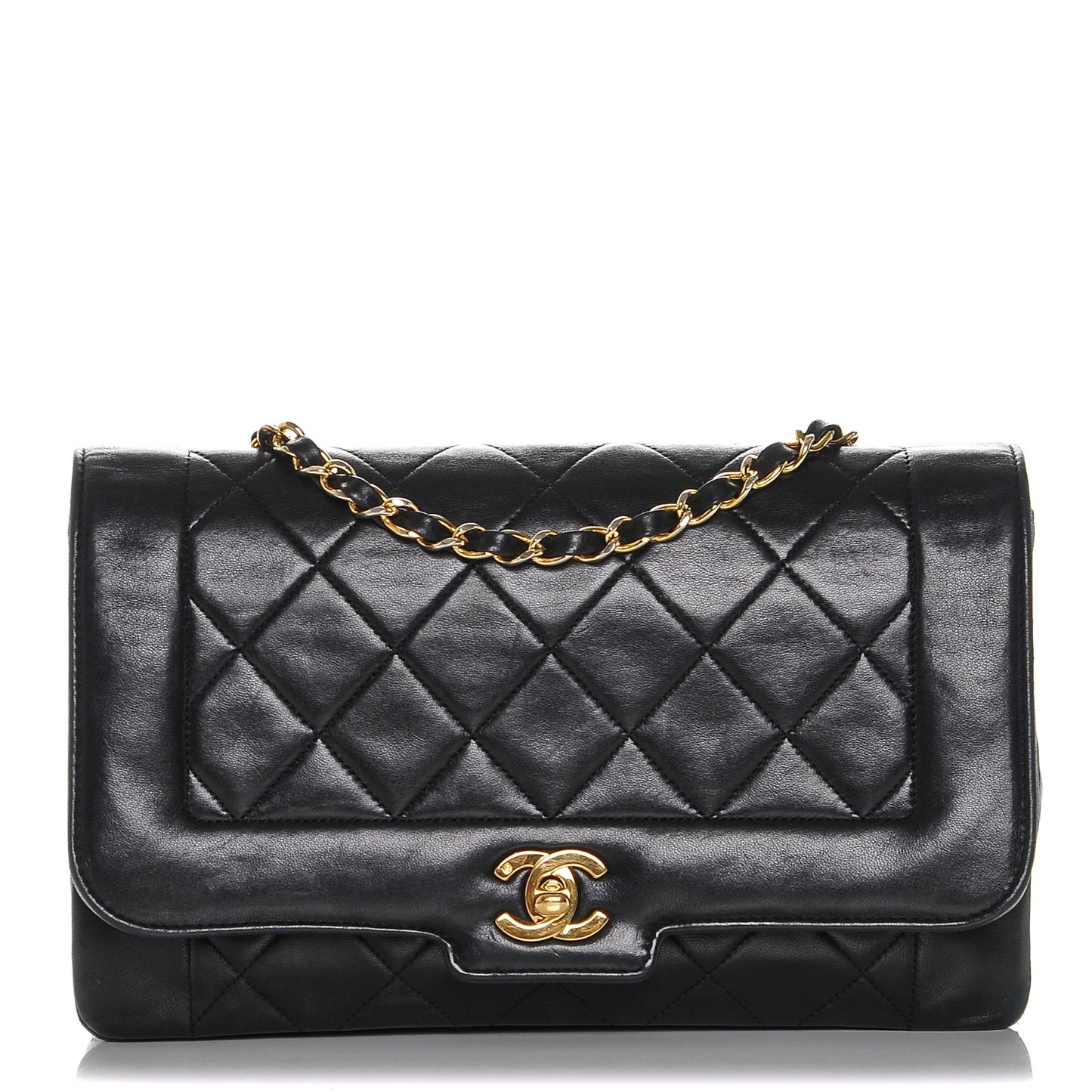 Lambskin Quilted Medium Single Flap Black