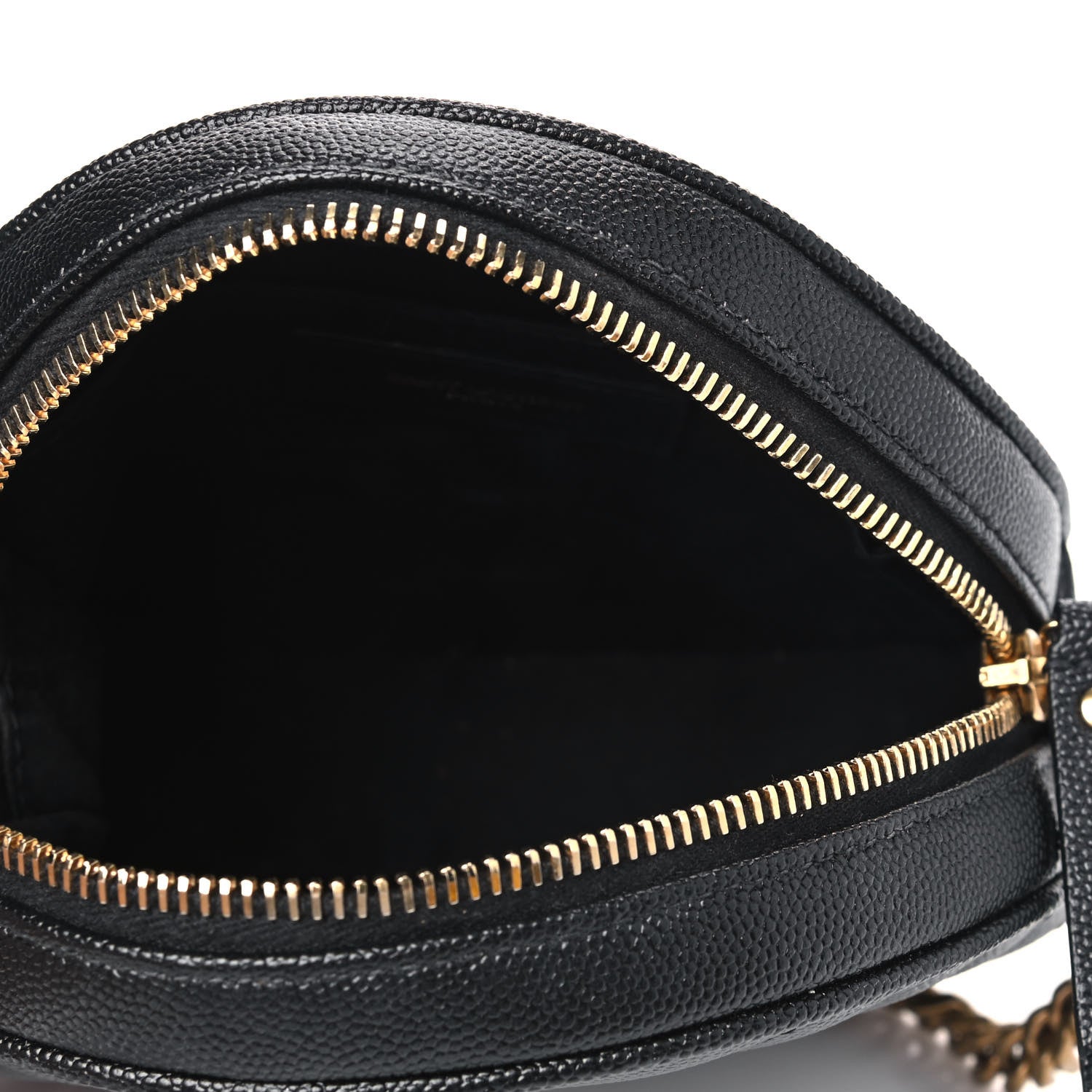 Saint Laurent Grain De Poudre Matelasse Chevron Quilted Round Vinyle Camera Bag Black 4 of 6