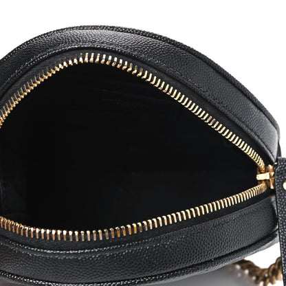 Saint Laurent Grain De Poudre Matelasse Chevron Quilted Round Vinyle Camera Bag Black 4 of 6