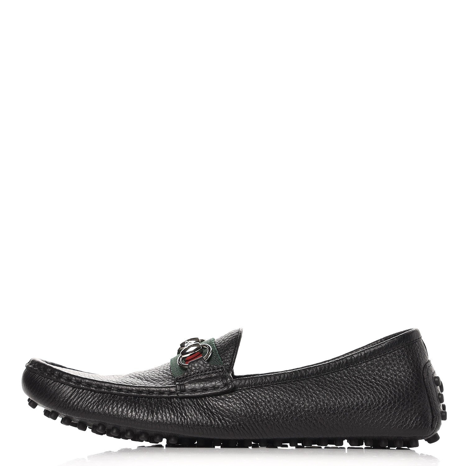 Gucci Calfskin Horsebit Web Driver Loafers 36.5 Black 1 of 8