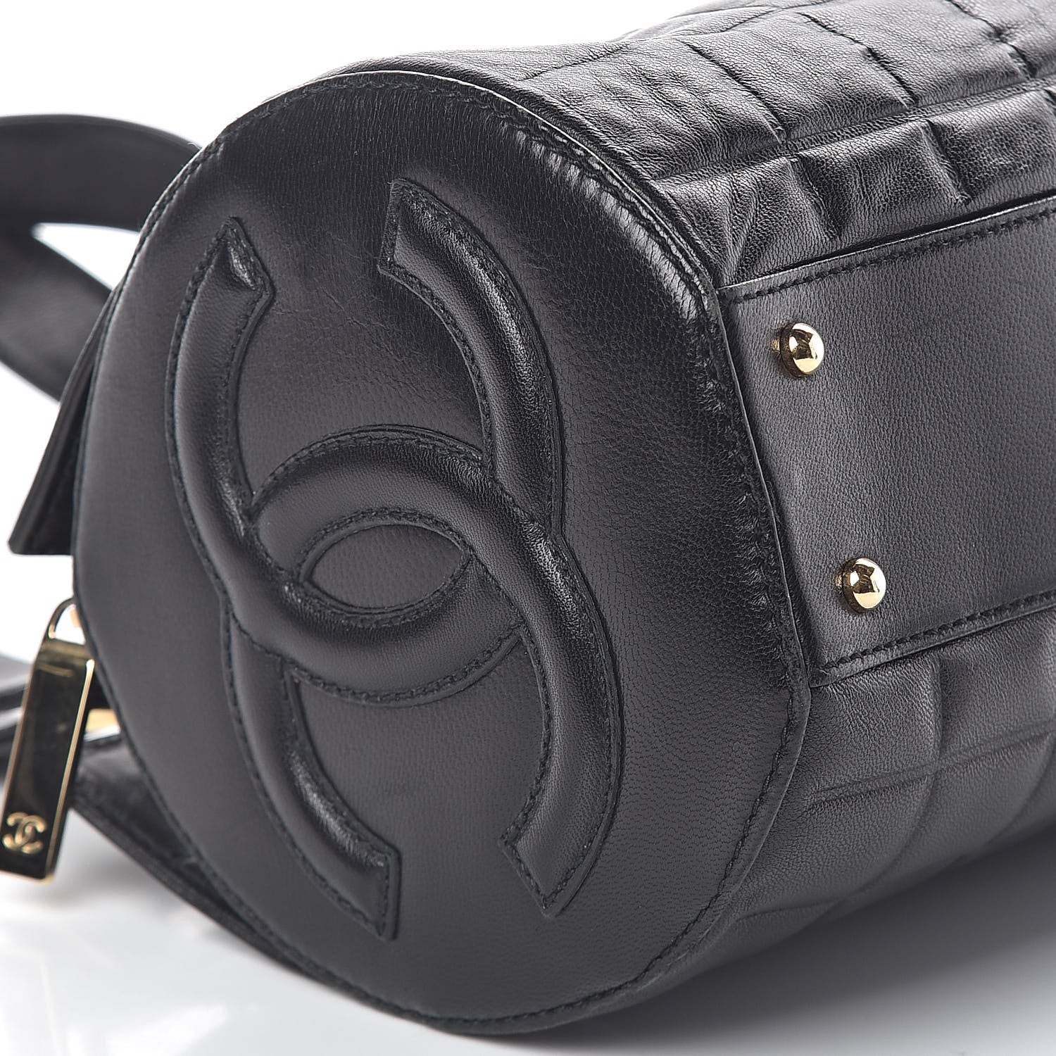 Chanel Lambskin Chocolate Bar Quilted CC Shoulder Bag Black 9 of 10