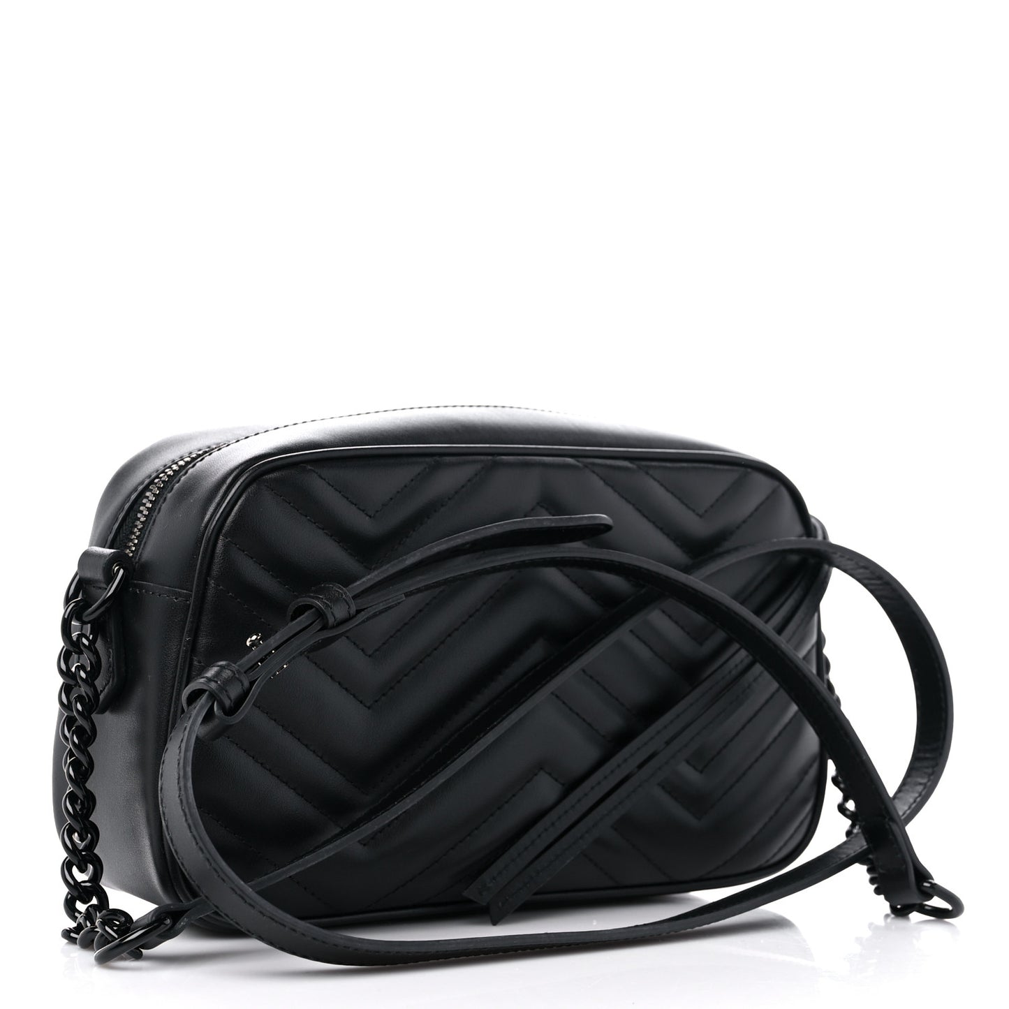 Calfskin Matelasse Monochrome Small GG Marmont Chain Shoulder Bag Black