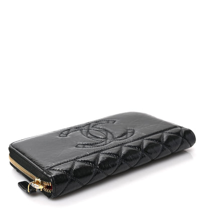 Chanel Shiny Aged Calfskin Quilted CC Wallet Black 3 of 7
