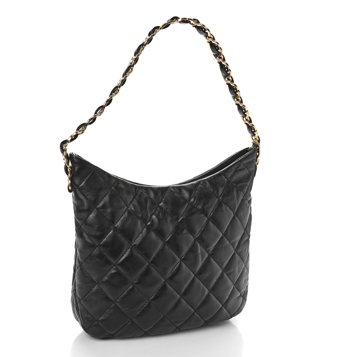 Lambskin Quilted Large CC Links Hobo Black
