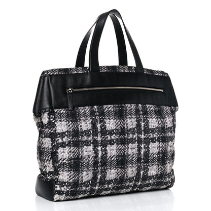 Chanel Lambskin Nylon Tweed Printed Tote Black White 3 of 11