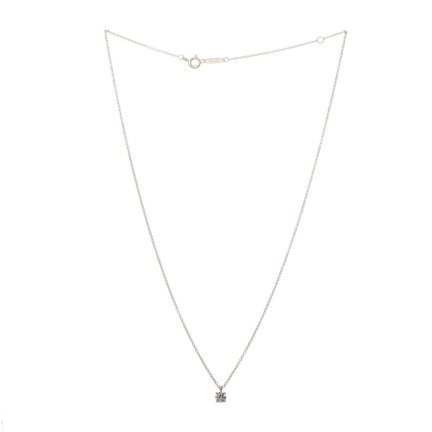 18K Yellow Gold Diamond .29ct Solitaire Pendant Necklace