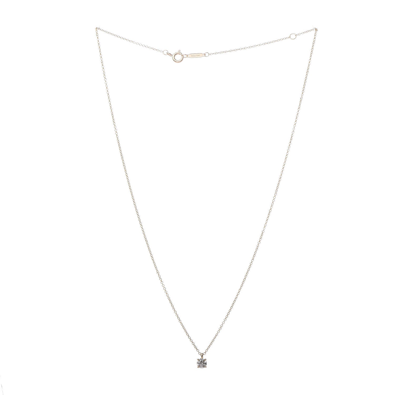 Tiffany 18K Yellow Gold Diamond .29ct Solitaire Pendant Necklace 3 of 7