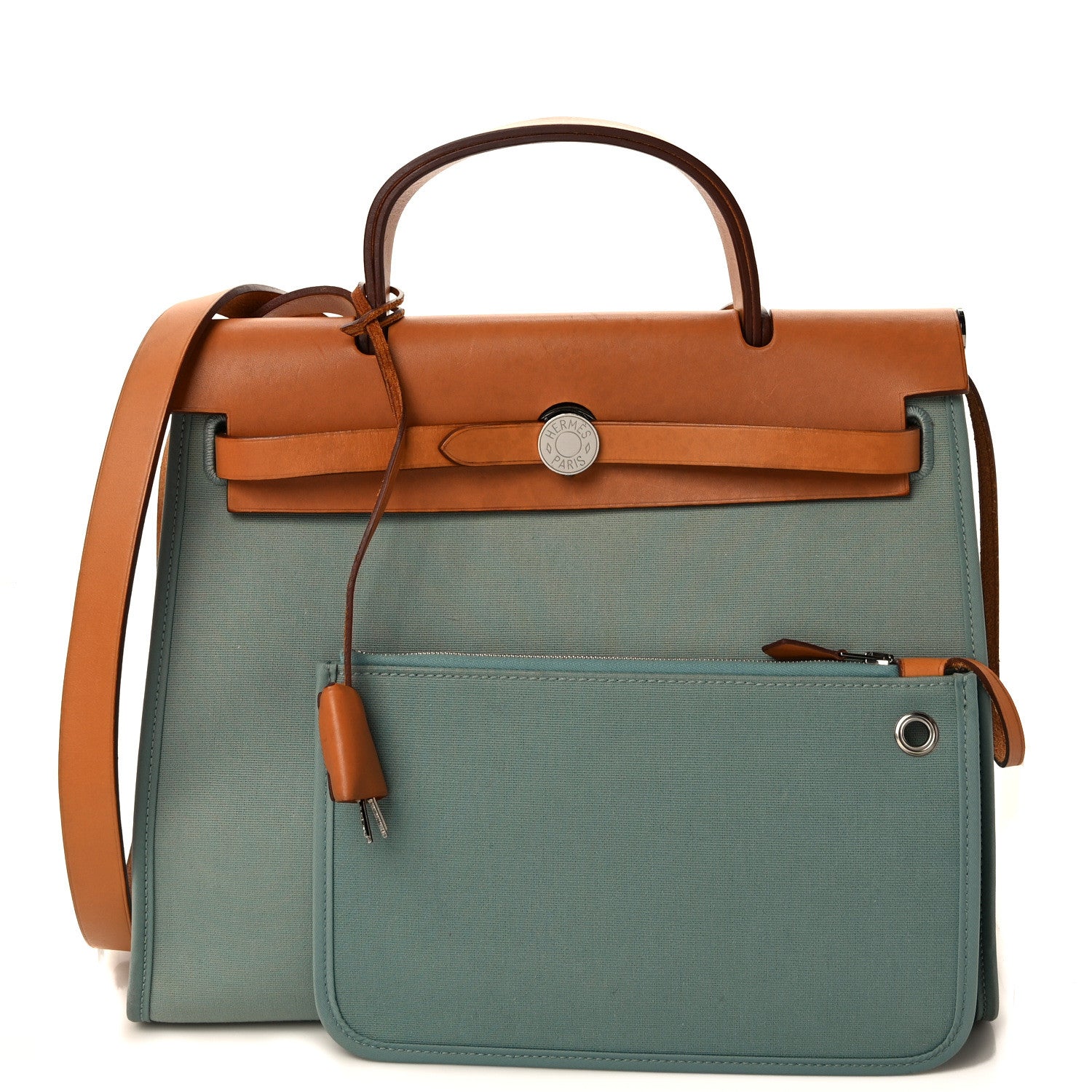 Hermes Toile Officier Barenia Herbag 31 PM Ciel Natural 1 of 10