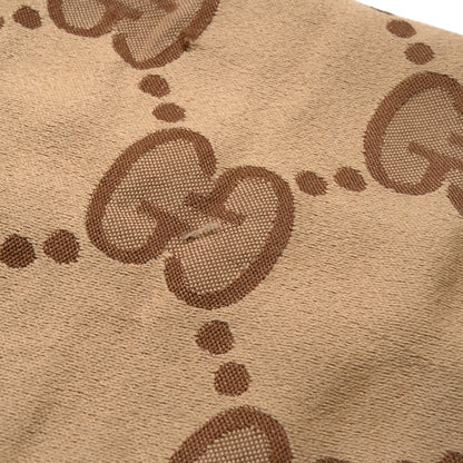 Gucci Wool Jacquard Monogram Jumbo GG Lady Nest Scarf Beige Dark Brown 8 of 9