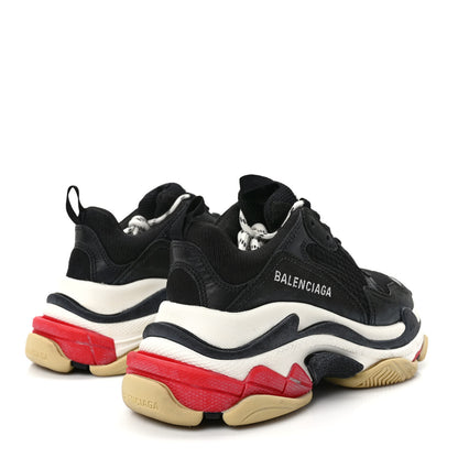 Balenciaga Fabric Mesh Washed Effect Womens Triple S Sneakers 35 Black Red 4 of 9