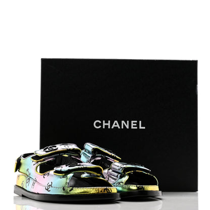 Chanel Laminated Lambskin Printed CC Dad Sandals 36 Multicolor Black 9 of 9