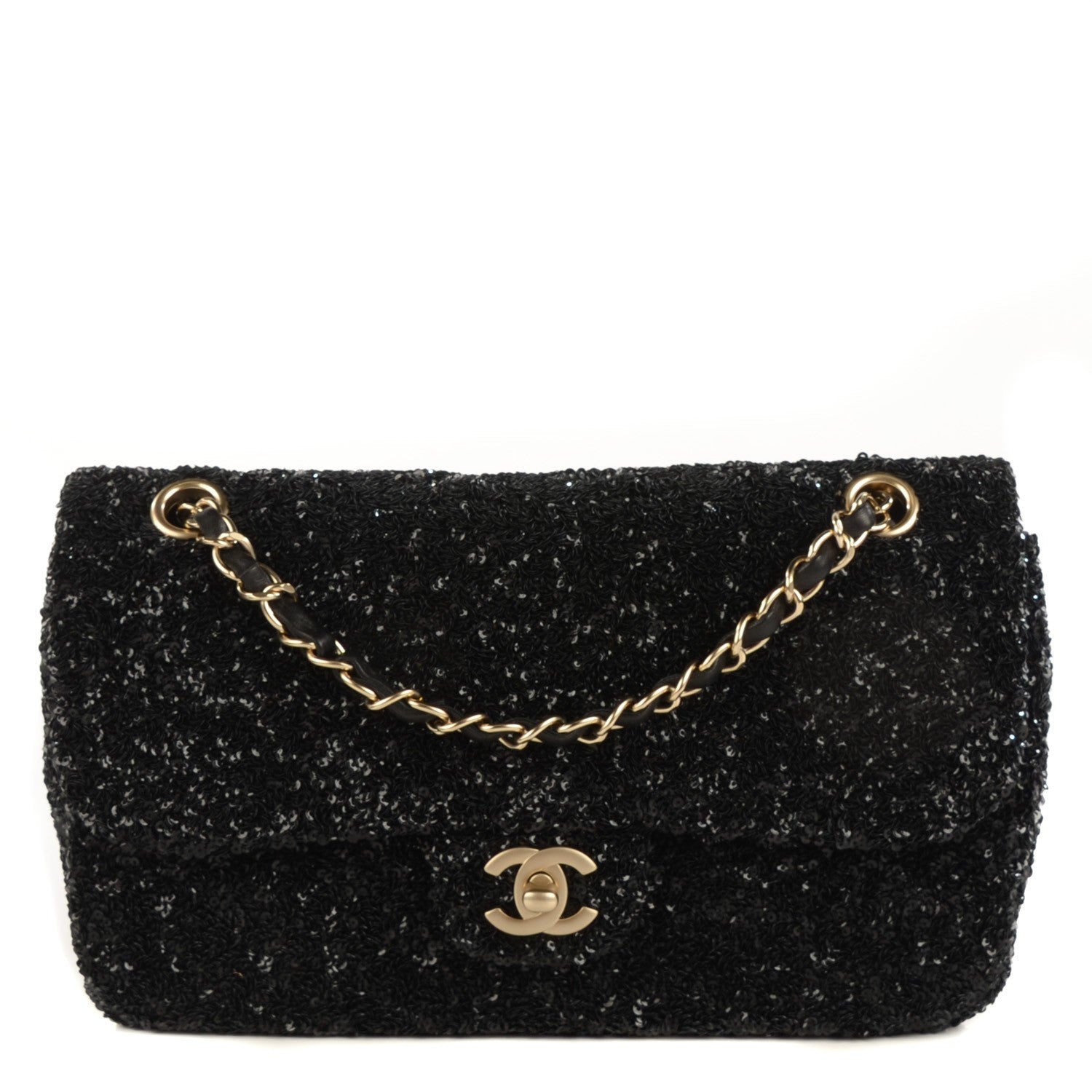 Chanel Sequin Embroidered Medium Flap Bag Black 1 of 8