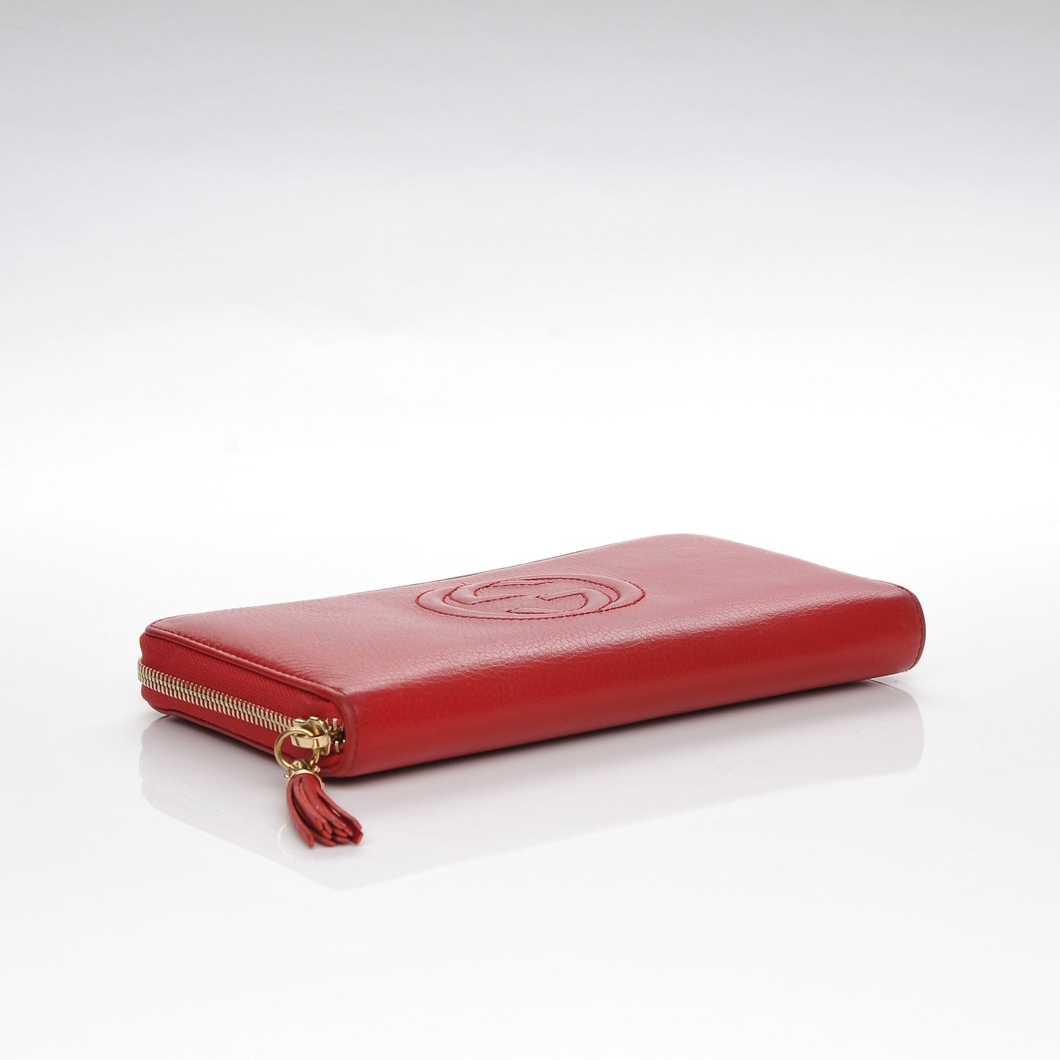 Gucci Pebbled Calfskin Soho Zip Around Wallet Red 4 of 8