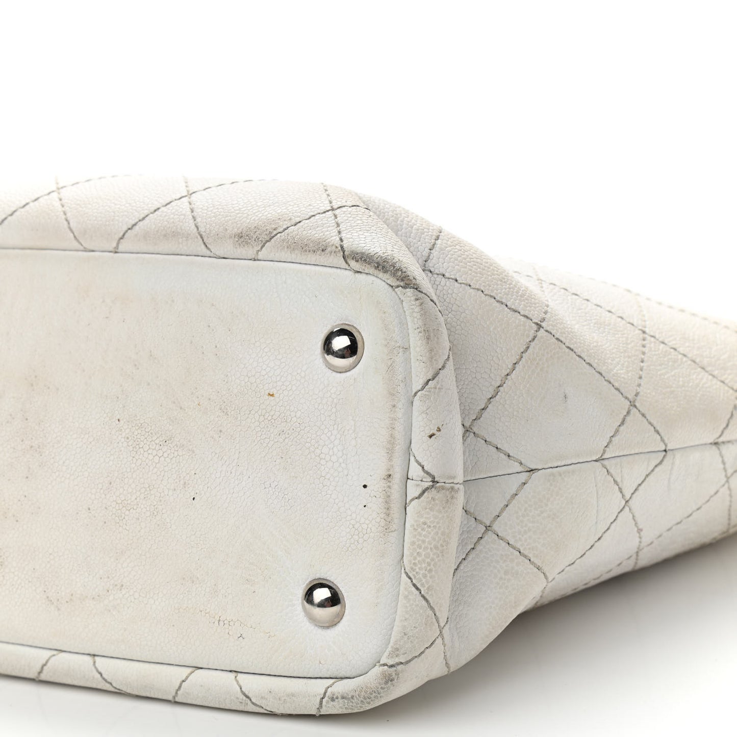 Grained Calfskin Shopping Fever Tote White